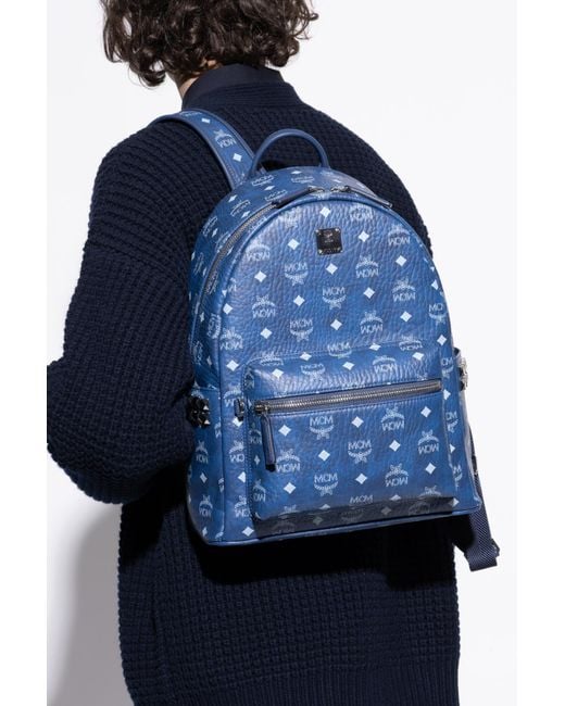 MCM Blue Backpack With Logo for men