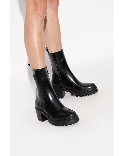 Moncler 'loftgrip' Heeled Rain Boots in Black | Lyst