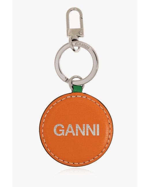 Ganni Keyring With Logo in Green Lyst
