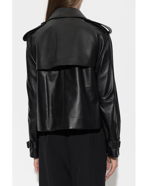 Burberry Black Leather Jacket 'Mayfair'