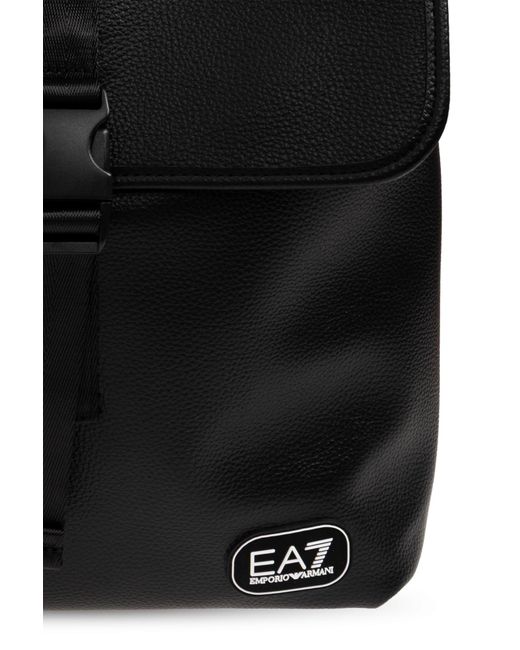 EA7 Black Backpack With Logo Patch