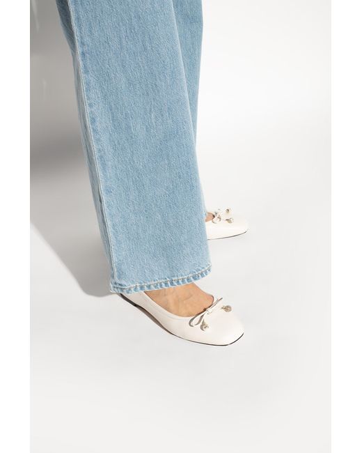 Jimmy Choo White 'Elme' Leather Ballet Flats
