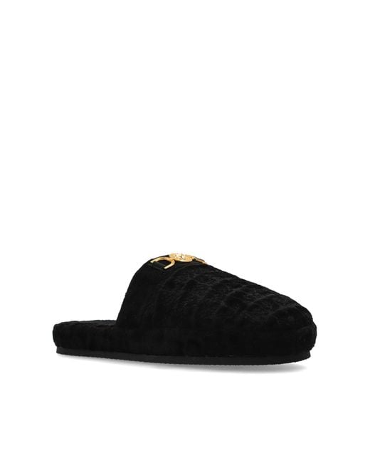 Versace Black Slippers With Logo for men