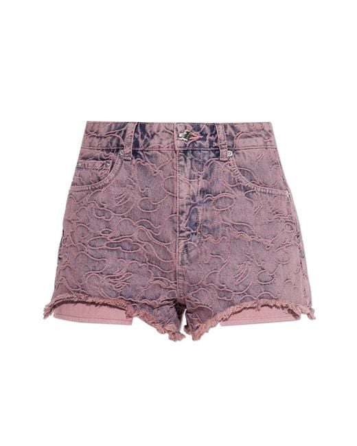 A Bathing Ape Purple Denim Shorts With Raw Hem