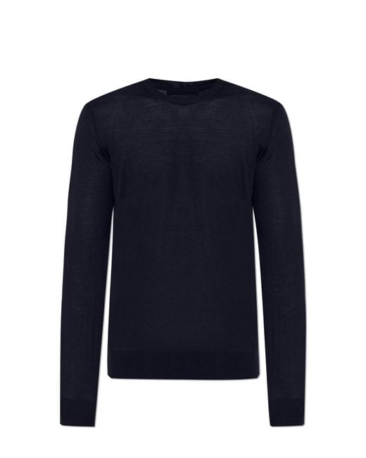 Giorgio Armani Blue Thin Wool Sweater for men