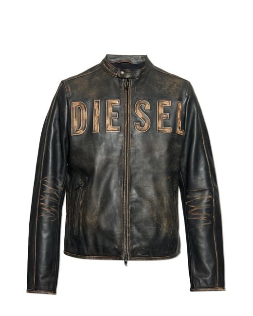 DIESEL Leather Jacket L-Met-A A14269 in Black for Men | Lyst UK