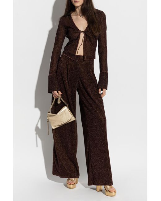 Oseree Brown Trousers With Lurex Thread