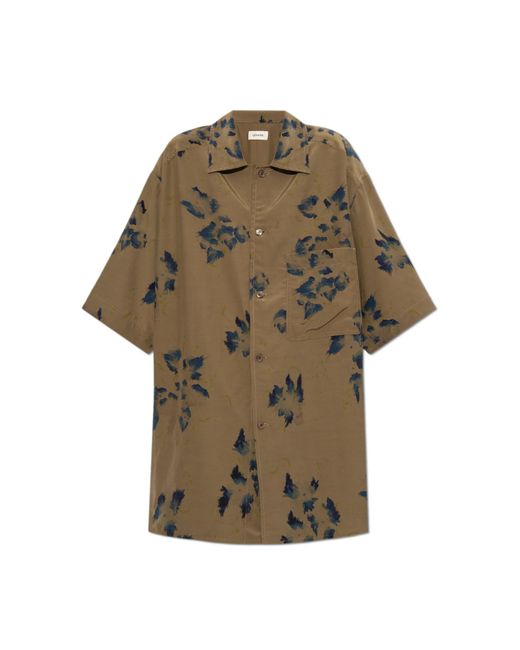 Lemaire Green Floral Pattern Shirt