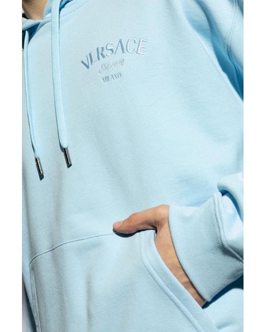 Versace Blue Hooded Sweatshirt, , Light for men