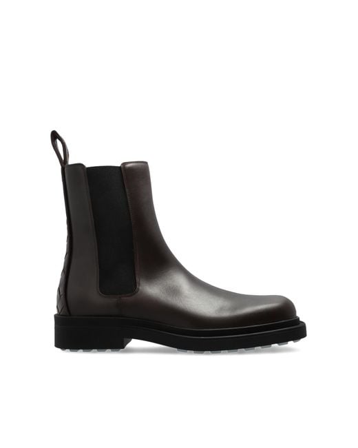 Bottega Veneta Black Leather Ankle Boots 'Ben' for men