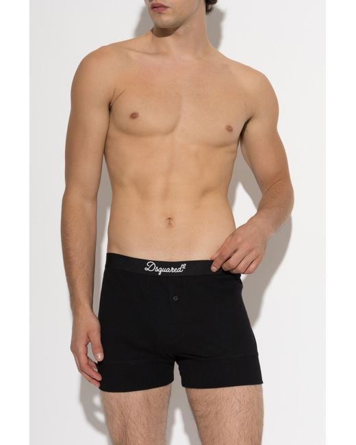 DSquared² Black Boxers With Logo for men
