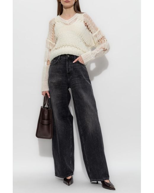 Fabiana Filippi White Sweater With Decorative Knit
