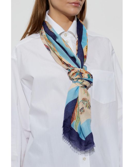 Etro Blue Patterned Scarf