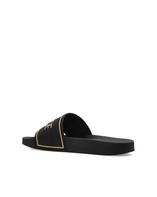 Versace Black Rubber Flip-Flops With Logo for men