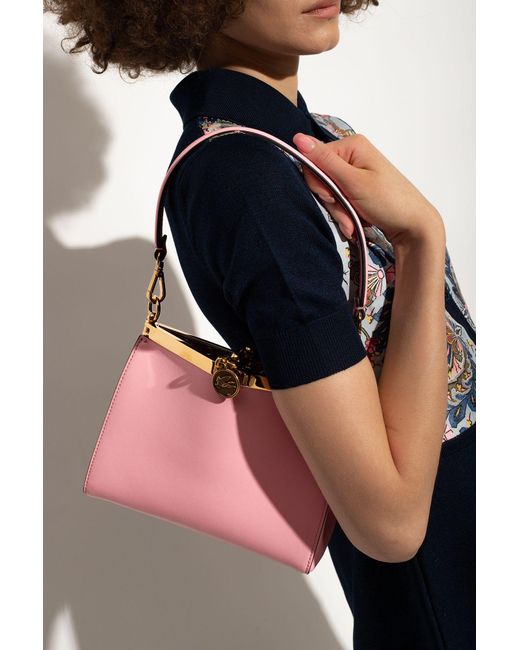 Etro Medium Vela Leather Shoulder Bag in Pink