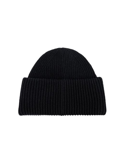 Acne Black Wool Beanie With Logo