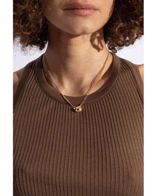 Ferragamo Metallic ‘Newgan’ Necklace With Pendant
