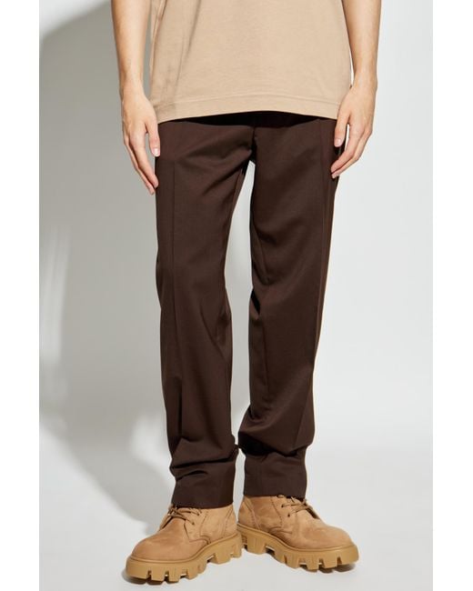 Moncler Brown Creased Trousers for men