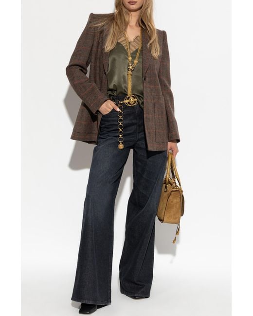 Chloé Brown Plaid Patterned Blazer