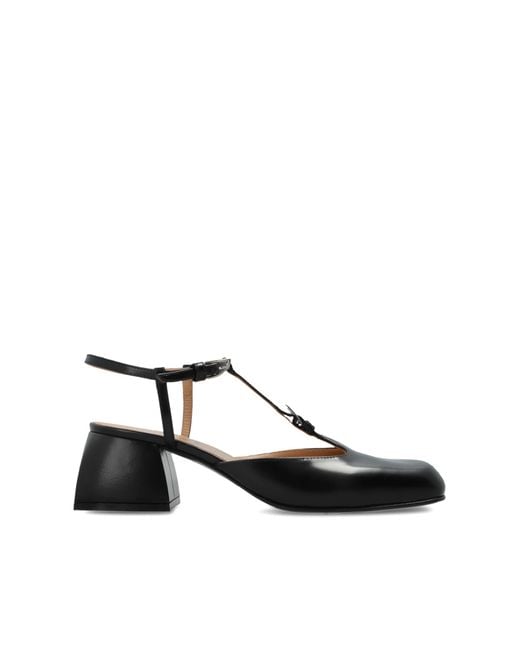 NODALETO Black Leather Heeled Shoes
