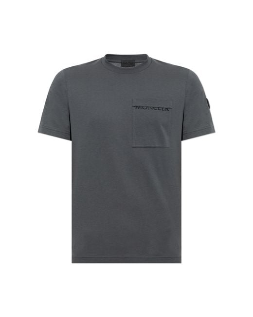 Moncler Gray T-Shirt With Pocket for men