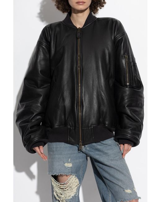 Balenciaga Black Leather Jacket Type Bomber