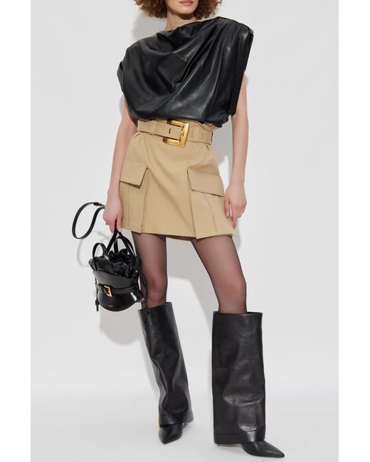 Balmain Black Cargo Skirt