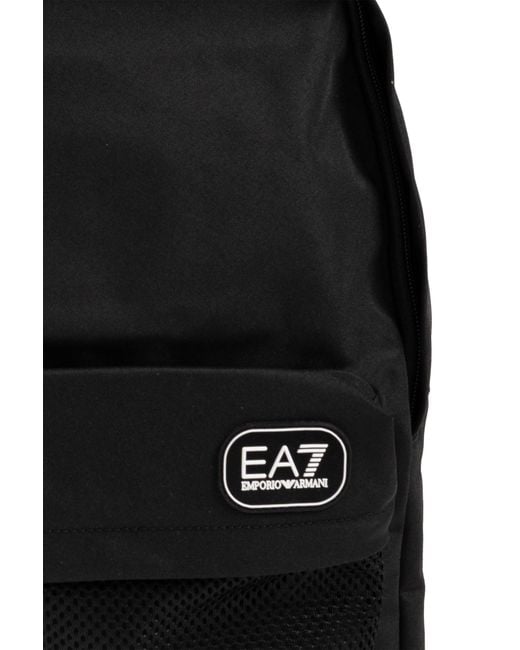 EA7 Black Backpack With A Logo Patch