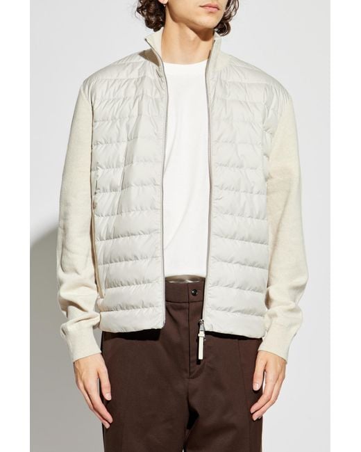 Moncler White Cardigan With Down Insert for men