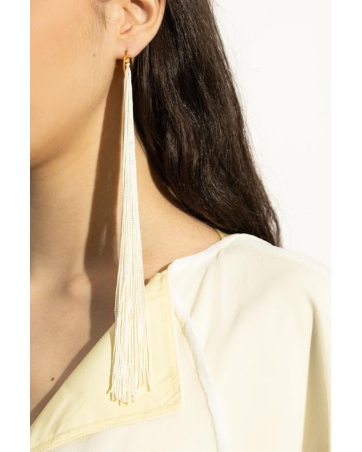 Jil Sander White Earrings With Long Tassels