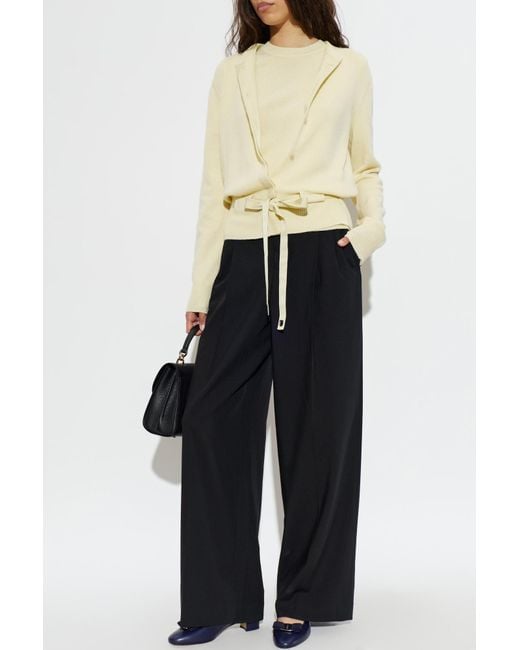 Ferragamo Natural Cashmere Cardigan With A Belt