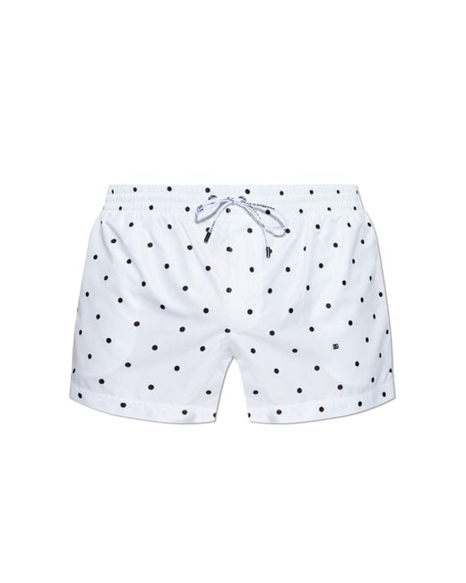 Dolce & Gabbana White Swim Shorts With Logo for men