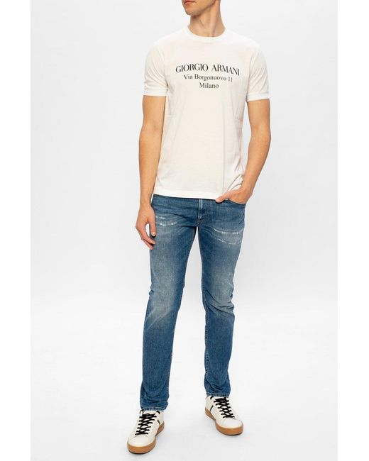 Giorgio Armani White Logo T-Shirt for men