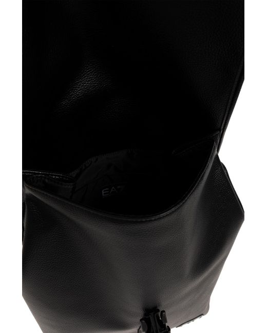 EA7 Black Backpack With Logo Patch
