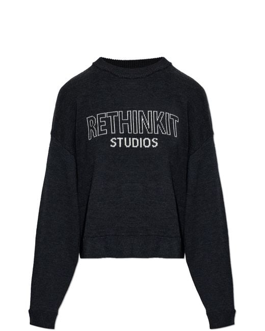 Rethinkit Studios Black Wool Crew Neck Sweater