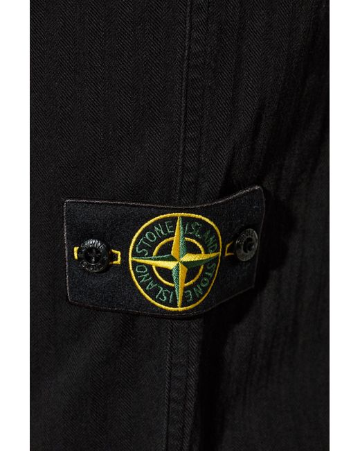 Stone Island Black Jeans With Logo Patch for men