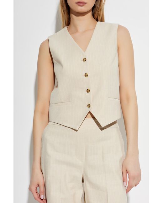 Paul Smith Natural Vest With Stripe Pattern