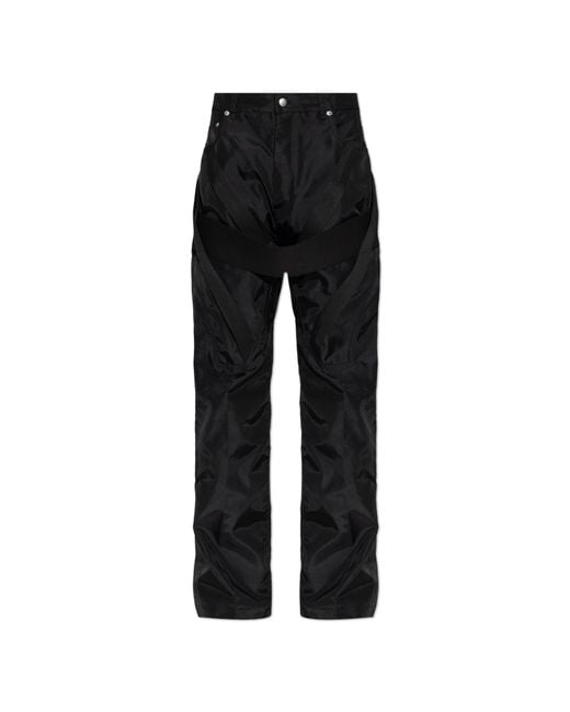 Rick Owens Black Trousers With Decorative Stripes for men