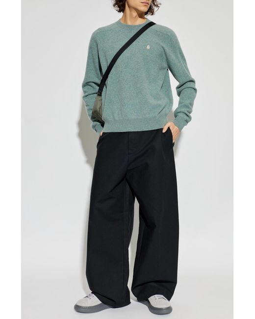 McQueen Green Wool Sweater With Logo for men