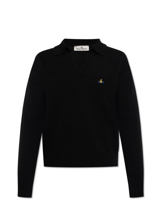Vivienne Westwood Black Football Wool Sweater With Collar for men