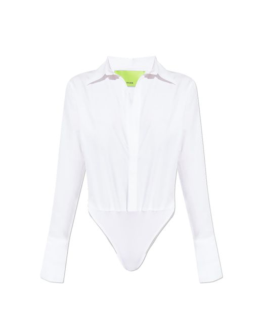 GAUGE81 White ‘Aomo’ Bodysuit With Collar