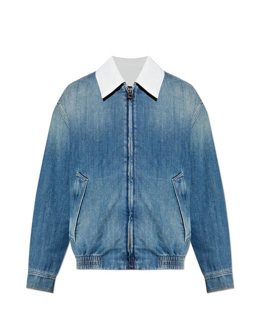 Loewe Gray Denim Jacket With Collar for men