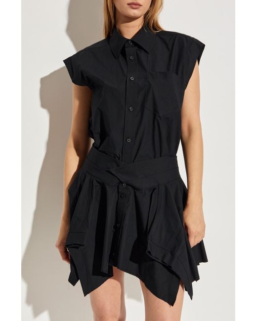 T By Alexander Wang Black Dress With Asymmetrical Hem