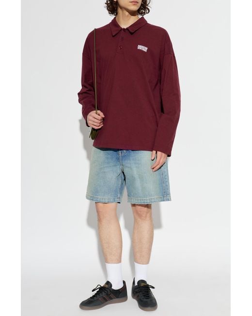 American Vintage Red Polo With Logo for men
