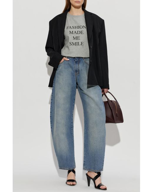 Victoria Beckham Gray T-Shirt With Print