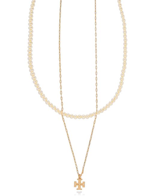 Tory Burch White Pearl Necklace