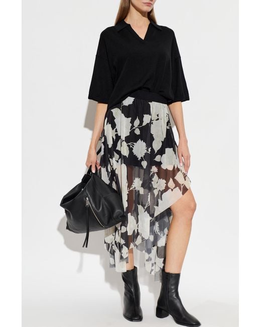 AllSaints Black Asymmetric Skirt 'Loria'