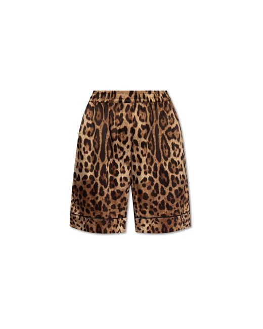 Dolce & Gabbana Brown Leopard Print Silk Shorts