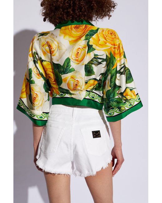 Dolce & Gabbana Green Shirt With Floral Motif,