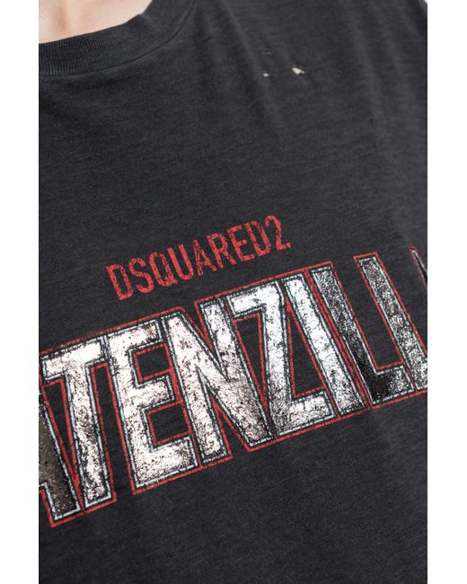 DSquared² Black T-Shirt With Print for men